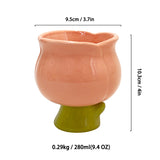 Hand-Painted Tulip Mug Irregular Flower Shapes Porcelain Ceramic Ice Cream Cup for Coffee Home Use Cute Accessories Design