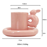 Ins Wholesale Nordic Creative Personality Couple Ceramic Cup High-value Coffee Cup Saucer Rabbit Mug Gift Set