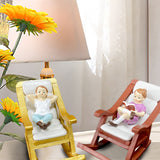 Creative Rolling Chair Boys Girls Set Religious Resin Sculpture Art Crafts Home Decoration Exquisite Gift