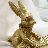 SYL Nordic Gold Rabbit Bunny Porch Resin Key Storage Decoration Tray Home Light Luxury Wedding Gifts for Guests Easter Gift