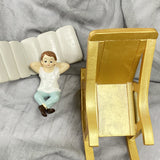 Creative Rolling Chair Boys Girls Set Religious Resin Sculpture Art Crafts Home Decoration Exquisite Gift