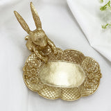 SYL Nordic Gold Rabbit Bunny Porch Resin Key Storage Decoration Tray Home Light Luxury Wedding Gifts for Guests Easter Gift