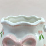 Modern Style Cute Ceramic Mug with Heart Pinch Bow Coffee Cup for Afternoon Tea Cup Porcelain Office Water Mug