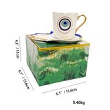 Turkish Blue Eyes Luxury Coffee Cups and Saucer Set With Hand and Skirt Shape Dish for Creative Girl Gift