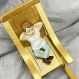 Creative Rolling Chair Boys Girls Set Religious Resin Sculpture Art Crafts Home Decoration Exquisite Gift