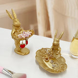 SYL Nordic Gold Rabbit Bunny Porch Resin Key Storage Decoration Tray Home Light Luxury Wedding Gifts for Guests Easter Gift