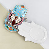 SYL Creative Hand Design Ceramic Evil Eye Plate Luxury Trinket Trays Table Decorations Jewelry Dish for Home Decor.
