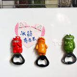 Funny Monster Resin Multifunctional Refrigerator Sticker Creative Opening Novelty Bottle Opener for Beer Wine Soda