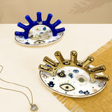 Modern Gold Luxury Creative Ceramic Ring Display Stand for Home Entrance Decorations Evil Eye Jewelry Storage Tray