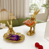 SYL Nordic Gold Rabbit Bunny Porch Resin Key Storage Decoration Tray Home Light Luxury Wedding Gifts for Guests Easter Gift