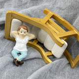 Creative Rolling Chair Boys Girls Set Religious Resin Sculpture Art Crafts Home Decoration Exquisite Gift