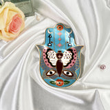 SYL Creative Hand Design Ceramic Evil Eye Plate Luxury Trinket Trays Table Decorations Jewelry Dish for Home Decor.