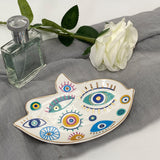 Spiritual Accessories Positive Energy Protection Evil Eye Plate Luxury Trinket Display Table Decorations Jewelry Tray