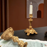 Antique Gold Candlestick Resin Candle Accessory Retro Decorative Candle Holders Creative Home Decor Gifts Candle Stand