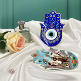 SYL Creative Hand Design Ceramic Evil Eye Plate Luxury Trinket Trays Table Decorations Jewelry Dish for Home Decor.
