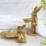 SYL Nordic Gold Rabbit Bunny Porch Resin Key Storage Decoration Tray Home Light Luxury Wedding Gifts for Guests Easter Gift