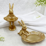 SYL Nordic Gold Rabbit Bunny Porch Resin Key Storage Decoration Tray Home Light Luxury Wedding Gifts for Guests Easter Gift