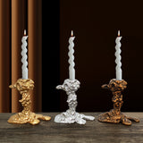 Antique Gold Candlestick Resin Candle Accessory Retro Decorative Candle Holders Creative Home Decor Gifts Candle Stand