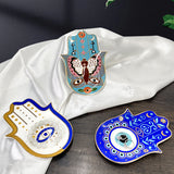 SYL Creative Hand Design Ceramic Evil Eye Plate Luxury Trinket Trays Table Decorations Jewelry Dish for Home Decor.