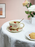 Ins Korean Style Milk Yellow Flower Design Hand Pinch Irregular Ceramic Hand-painted Cup Ceramic Coffee Cup