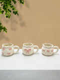 Modern Style Cute Ceramic Mug with Heart Pinch Bow Coffee Cup for Afternoon Tea Cup Porcelain Office Water Mug