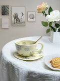 Ins Korean Style Milk Yellow Flower Design Hand Pinch Irregular Ceramic Hand-painted Cup Ceramic Coffee Cup