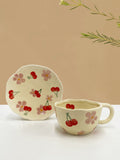 Ins Korean Style Milk Yellow Flower Design Hand Pinch Irregular Ceramic Hand-painted Cup Ceramic Coffee Cup