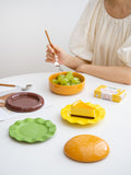 SYL Creative Ceramic Snack Plate in Hamburger Shape for Household Dinner Novelty One-Person Food Dinner Gift Set