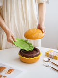 SYL Creative Ceramic Snack Plate in Hamburger Shape for Household Dinner Novelty One-Person Food Dinner Gift Set