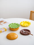 SYL Creative Ceramic Snack Plate in Hamburger Shape for Household Dinner Novelty One-Person Food Dinner Gift Set