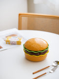 SYL Creative Ceramic Snack Plate in Hamburger Shape for Household Dinner Novelty One-Person Food Dinner Gift Set