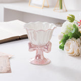 INS Girl Heart Ceramic Cup Japanese Bow Ice Cream Mug Creative Flower Cup Tall Dessert Mug for Tea for Business Gifts