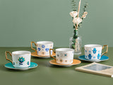 Nordic Luxury Evil Eyes Ceramic Cup and Saucer Set Modern Design Afternoon Tea Turkish Coffee Cup Saucer Set