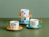 Nordic Luxury Evil Eyes Ceramic Cup and Saucer Set Modern Design Afternoon Tea Turkish Coffee Cup Saucer Set