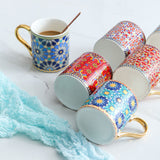 Creative Morocco Ceramic Mug with Gold Handle Luxury Style Mug Cup Couple Breakfast Ceramic Drinkware Coffee Cup