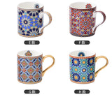 Creative Morocco Ceramic Mug with Gold Handle Luxury Style Mug Cup Couple Breakfast Ceramic Drinkware Coffee Cup