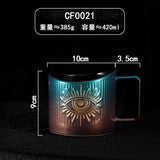 400ml Hand Eye Mugs and Gold Rim Ceramic Coffee Mug Teacup Water Cup Handmade Home Decor Creative Gifts