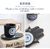 Turkish Blue Eyes Luxury Coffee Cups and Saucer Set With Hand and Skirt Shape Dish for Creative Girl Gift