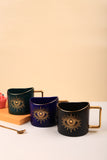400ml Hand Eye Mugs and Gold Rim Ceramic Coffee Mug Teacup Water Cup Handmade Home Decor Creative Gifts