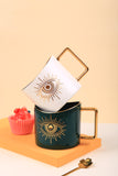 400ml Hand Eye Mugs and Gold Rim Ceramic Coffee Mug Teacup Water Cup Handmade Home Decor Creative Gifts