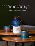 400ml Hand Eye Mugs and Gold Rim Ceramic Coffee Mug Teacup Water Cup Handmade Home Decor Creative Gifts
