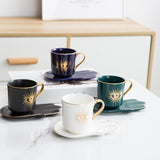 Turkish Blue Eyes Luxury Coffee Cups and Saucer Set With Hand and Skirt Shape Dish for Creative Girl Gift
