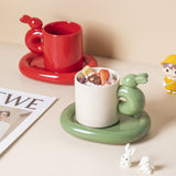 Ins Wholesale Nordic Creative Personality Couple Ceramic Cup High-value Coffee Cup Saucer Rabbit Mug Gift Set