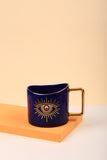 400ml Hand Eye Mugs and Gold Rim Ceramic Coffee Mug Teacup Water Cup Handmade Home Decor Creative Gifts
