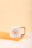 400ml Hand Eye Mugs and Gold Rim Ceramic Coffee Mug Teacup Water Cup Handmade Home Decor Creative Gifts