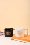 400ml Hand Eye Mugs and Gold Rim Ceramic Coffee Mug Teacup Water Cup Handmade Home Decor Creative Gifts