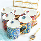 Creative Morocco Ceramic Mug with Gold Handle Luxury Style Mug Cup Couple Breakfast Ceramic Drinkware Coffee Cup