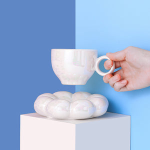 Nordic Macaron Porcelain Coffee Cup and Saucer Set Hot New Sunflower Design for Back to School Tea or Coffee