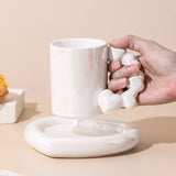 350ml Ins Wholesale Nordic Creative Personality Couple Ceramic Cup High-value Coffee Cup Saucer Mug Gift love Cup