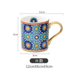 Creative Morocco Ceramic Mug with Gold Handle Luxury Style Mug Cup Couple Breakfast Ceramic Drinkware Coffee Cup